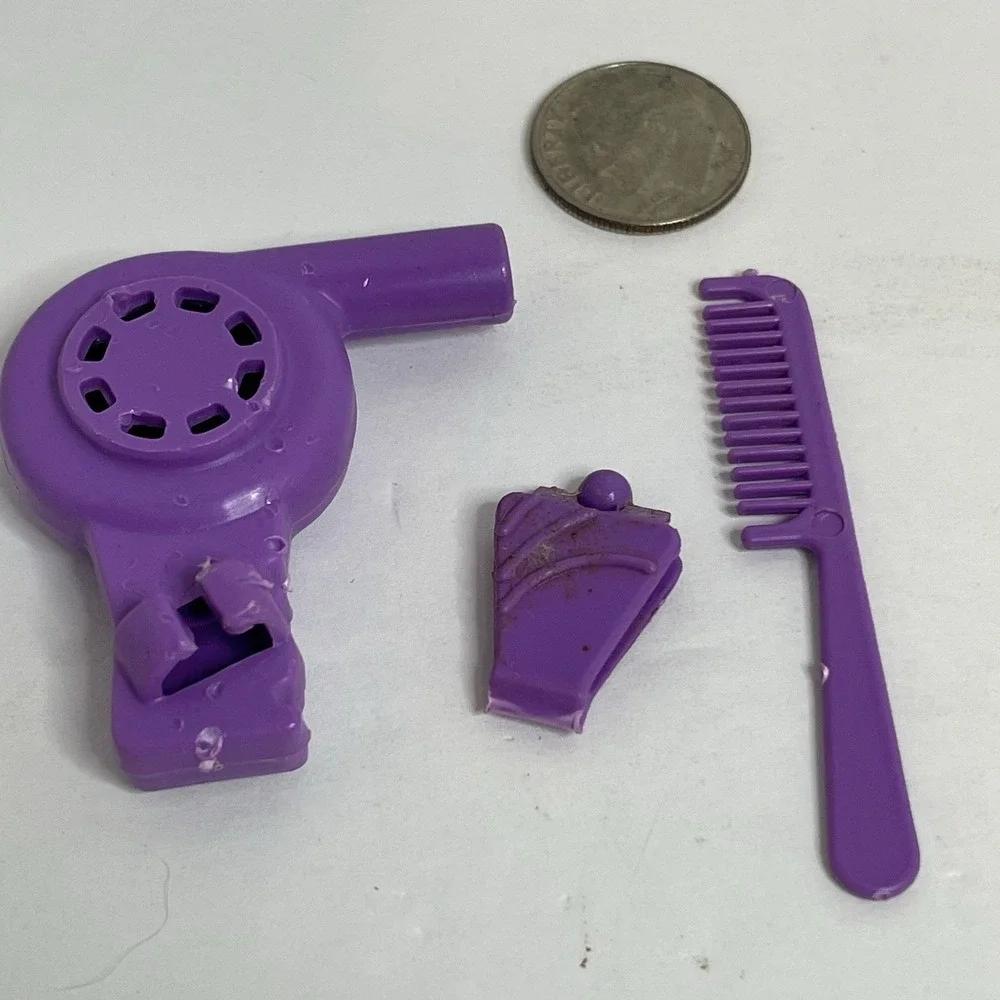 VTG Superstar Dryer Comb Barbie 80s 90s Purple Hair Dryer Handheld Doll